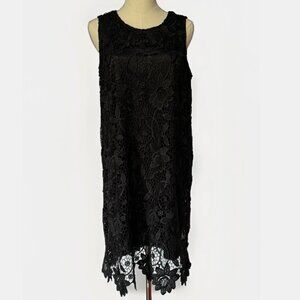 (M) INVESTMENTS Lined Black A-Line Lace Dress